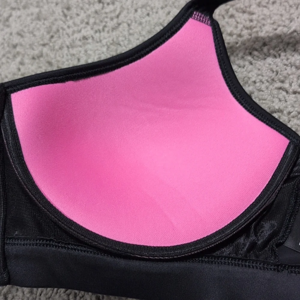 Victoria's Secret PINK Sports Bra Ladder Back Front Zip Black Size Medium - Picture 7 of 10